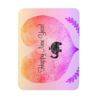 Magnet Flexible Bonne année Big Heart & Elephant Doodle