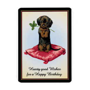 Magnet Flexible Bonne carte d'anniversaire avec mignonne Dachshund