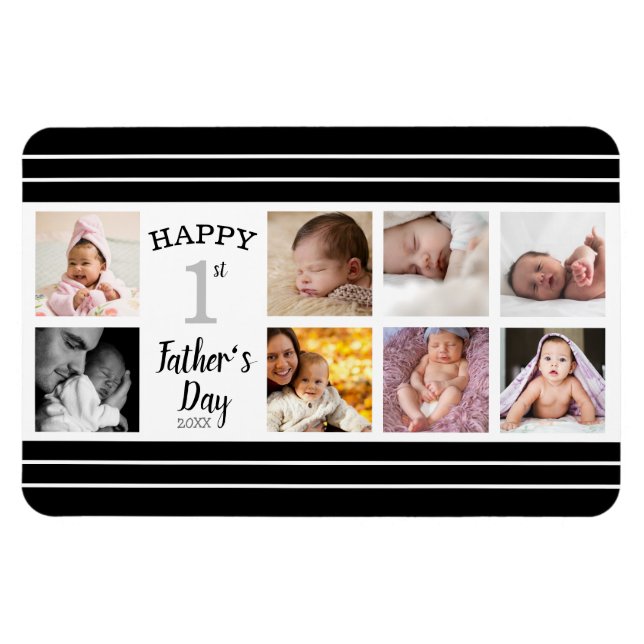 Magnet Flexible Bonne première Fête des pères Nouveau père 8 photo (Horizontal)