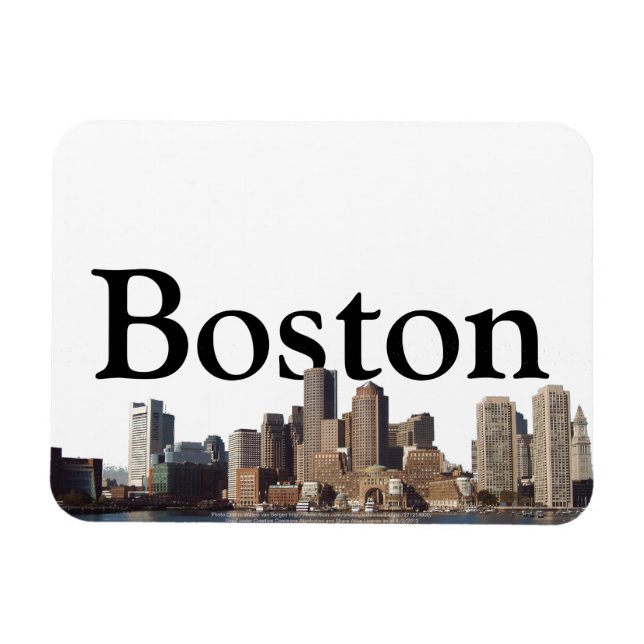 Magnet Flexible Bonston, MA Skyline avec Boston dans le ciel (Horizontal)