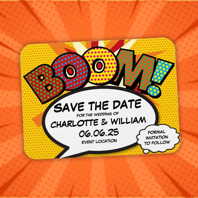 Magnet Flexible BOOM Sauvegarder la date Fun Comic Book Moderne (BOOM Save the Date Fun Comic Book Modern Magnet)