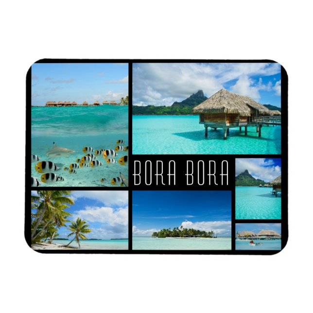 Magnet Flexible Bora Bora paysages collage photo de voyage (Horizontal)