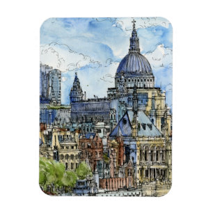 Magnet Flexible Bord de mer de la Tamise d'aquarelle des