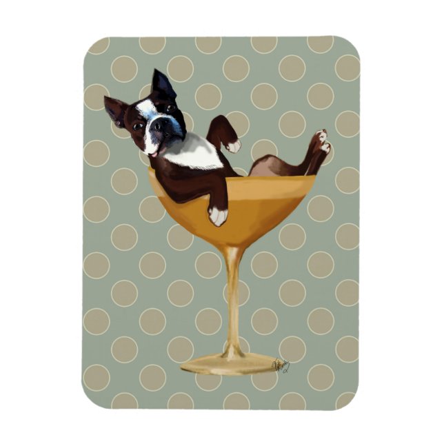 Magnet Flexible Boston Terrier en verre à cocktail (Vertical)