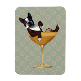 Magnet Flexible Boston Terrier en verre de cocktail