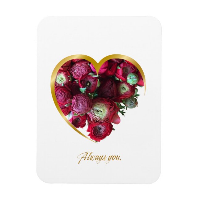 Magnet Flexible Botanical Valentine’s Day Card – Floral Heart with (Vertical)