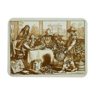 Magnet Flexible Botanistes examinant des plantes (litho)