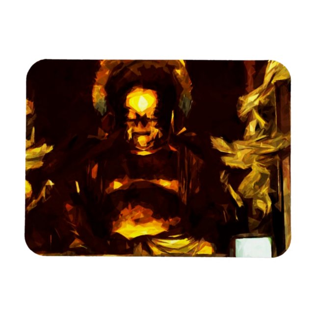 Magnet Flexible Bouddha d'or Kyoto Japon Impressionnisme Abstrait (Horizontal)