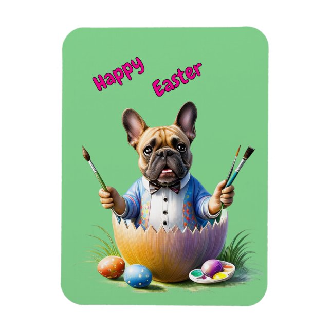 Magnet Flexible Bouledogue français oeuf de Pâques French Bulldog (Vertical)
