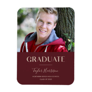 Magnet Flexible Bourgogne 2025 Gradué 1-Photo Grad Faire-part