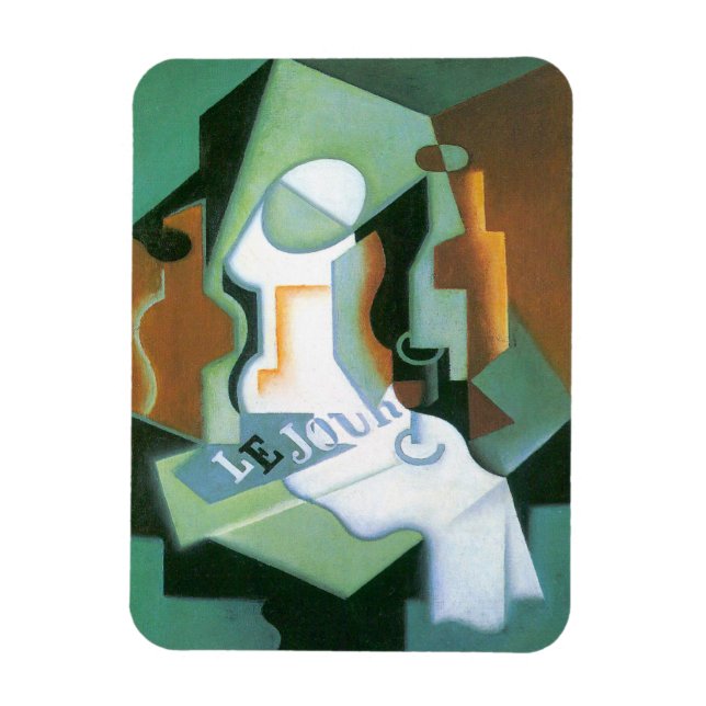 Magnet Flexible Bouteille et plat de fruits de Juan Gris, Cubisme  (Vertical)