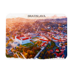 Magnet Flexible Bratislava historique Slovaquie - Aquarelle Skylin