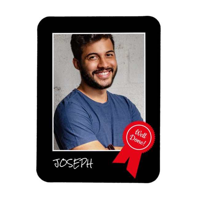 Magnet Flexible Bravo Rosette rouge, photo personnalisée - Personn (Vertical)