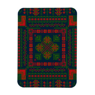 Magnet Flexible Broderie palestinienne Tatreez rouge vert 5 Motif
