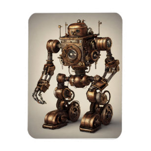 Magnet Flexible Bronze Steampunk Robot Sculpture