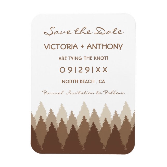 Magnet Flexible Brown Forest Range Woodland Wedding Enregistrer La (Vertical)