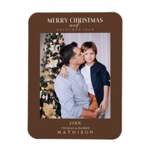 Magnet Flexible Brown Noël Moderne Sophistiqué Famille Photo