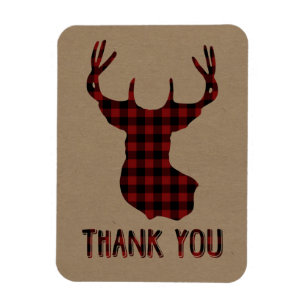 Magnet Flexible Buck Deer Head Rustic Buffalo Plaid Merci
