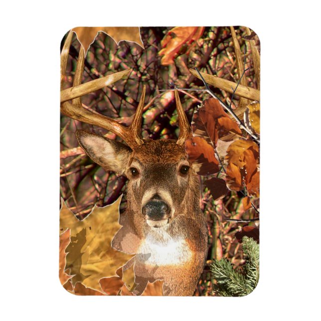Magnet Flexible Buck in Fall Camo White Tail Deer (Vertical)