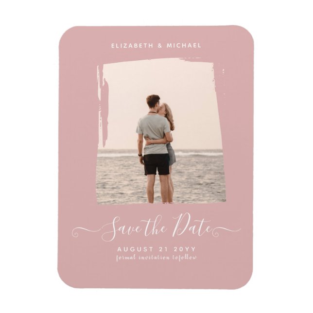 Magnet Flexible BUDGET Dusty Rose PHOTO Enregistrer la date Monoch (Vertical)