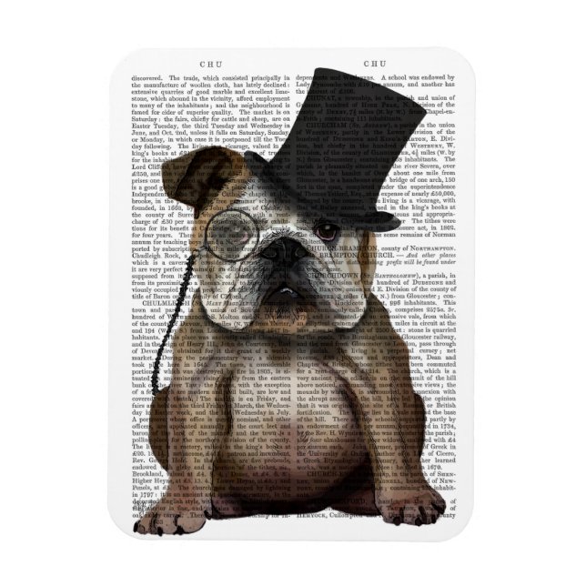 Magnet Flexible Bulldog anglais, Hound officiel et Casquette (Vertical)