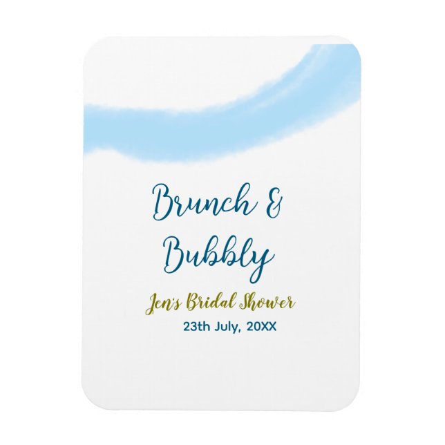 Magnet Flexible Bulle d'aquarelle dorée bleue et brunch mariage (Vertical)