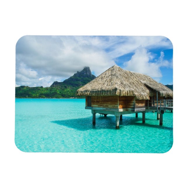 Magnet Flexible Bungalow aquatique, aimant rectangulaire Bora Bora (Horizontal)
