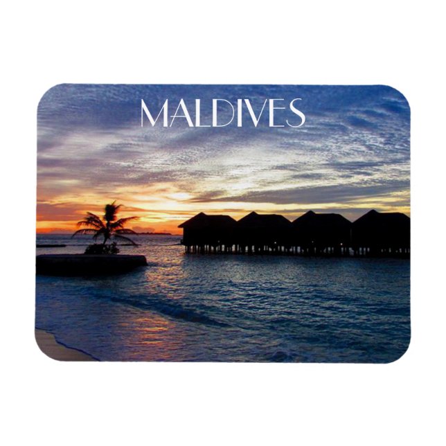 Magnet Flexible bungalows coucher de soleil maldives (Horizontal)