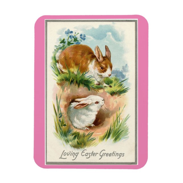 Magnet Flexible Bunnies vintages Pâques (Vertical)