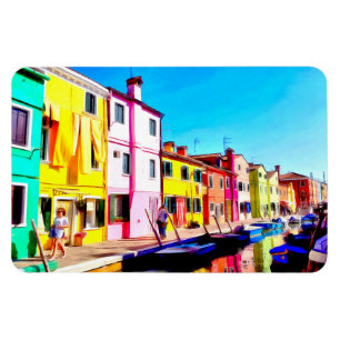 Magnet Flexible Burano, peinture d'aquarelle de Venise