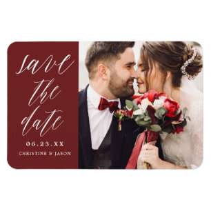 Magnet Flexible Burgundy Elegant Script Photo Enregistrer l'aimant