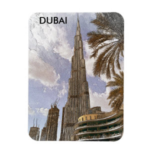 Magnet Flexible Burj Khalifa Dubai Vintage voyage Skyline