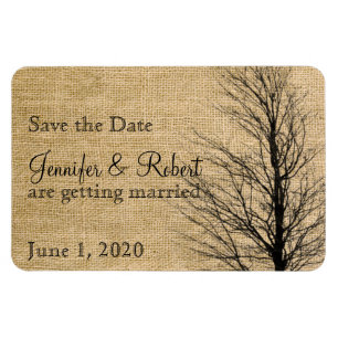 Magnet Flexible Burlap et Birch Posh Wedding Enregistrer la date