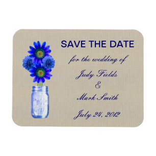 Magnet Flexible Burlap Rustic Blue Mason Jar Enregistrer l'aimant