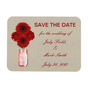 Magnet Flexible Burlap Rustic Red Mason Jar Enregistrer l'aimant D