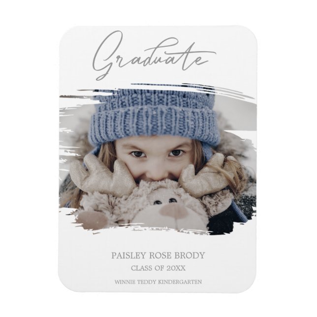 Magnet Flexible Bushstroke Cute Calligraphy Graduation Pré K Photo (Vertical)