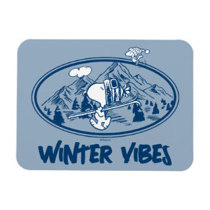 Magnet Flexible cacahuètes   Snoopy & Woodstock Skiing