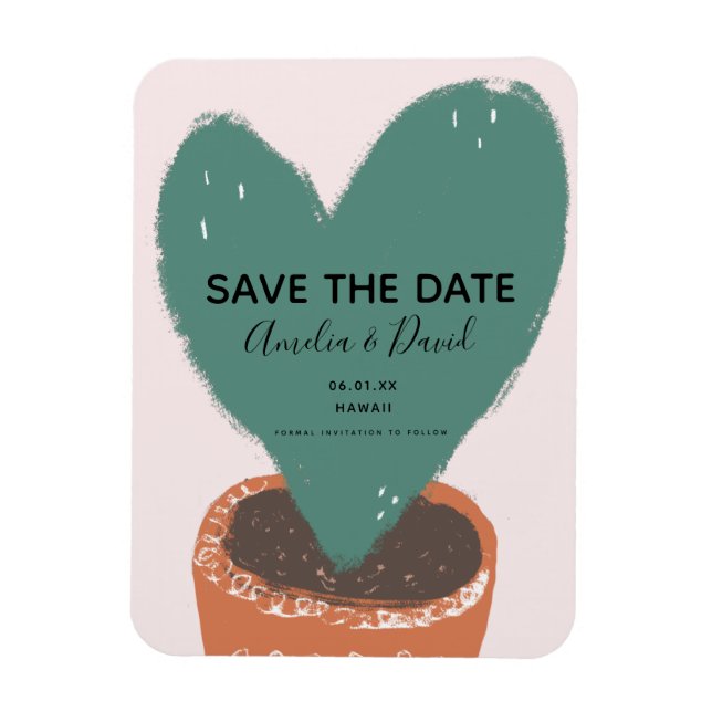 Magnet Flexible Cactus Main Drawn Heart Hoya Plante Enregistrer la (Vertical)