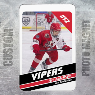 Magnet Flexible Cadeau de hockey sur fond rouge blanc vigoureux