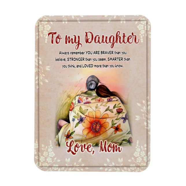Magnet Flexible Cadeaux de fille | Lettre À Ma Fille De Maman (Vertical)