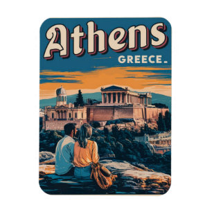 Magnet Flexible cadeaux de la capitale vintage Athènes Grèce
