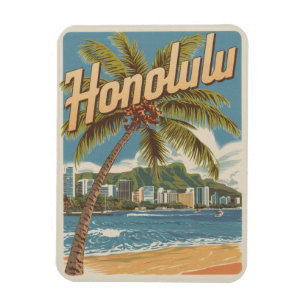 Magnet Flexible Cadeaux de plage tropicale d'Honolulu, Hawaï