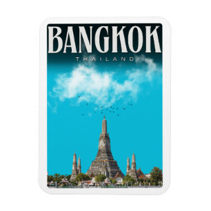 Magnet Flexible Cadeaux de voyage à Bangkok rétro - Wat Aru - Thaï