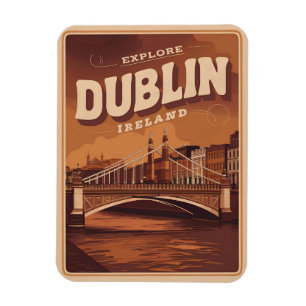 Magnet Flexible Cadeaux de voyage de la ville vintage de Dublin, R