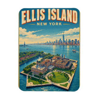 Magnet Flexible Cadeaux de voyage vintage Ellis Island New York
