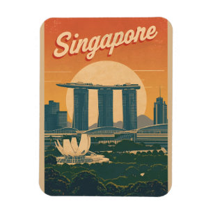 Magnet Flexible Cadeaux de voyage vintage Singapour Marina Bay San