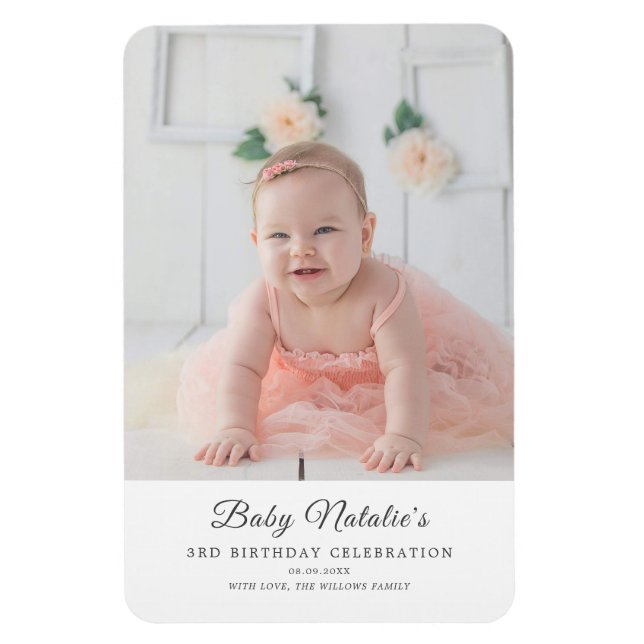 Magnet Flexible Cadeaux photo minimaux pour bébé anniversaire de n (Vertical)
