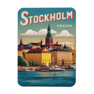 Magnet Flexible cadeaux vintage bord de mer stockholm suède voyage