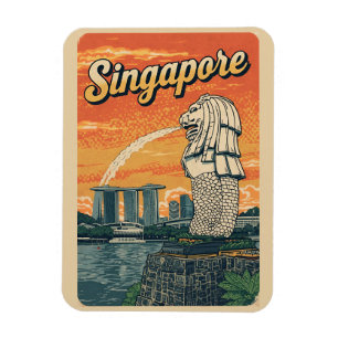 Magnet Flexible Cadeaux vintage Singapour la mascotte Merlion