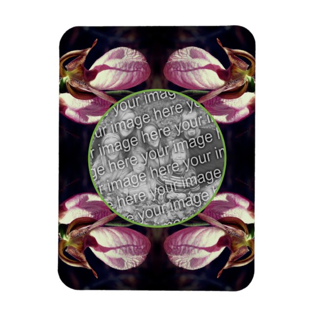 Magnet Flexible Cadre d'orchidée rose sauvage Ajouter votre photo (Vertical)